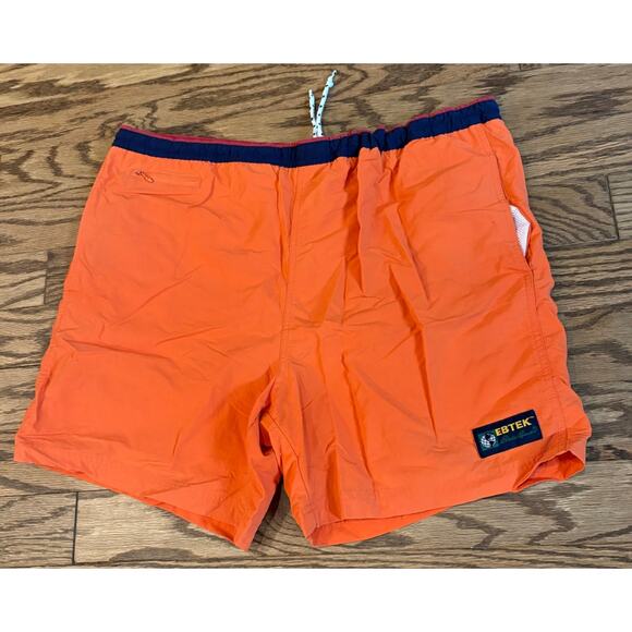 EBTEK Eddie Bauer Short Lined Swim Drawstring Large Nylon Vintage Orange - Picture 1 of 7